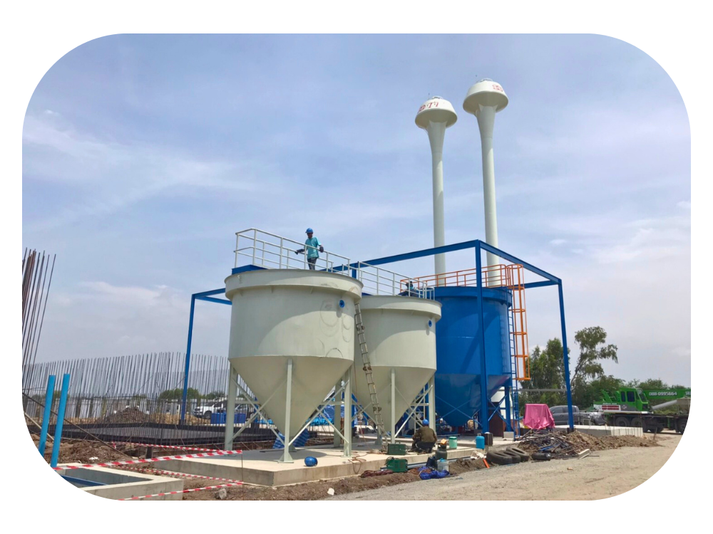 ติดตั้งถังตกตะกอนพร้อมระบบจ่ายน้ำถังแชมเปญ